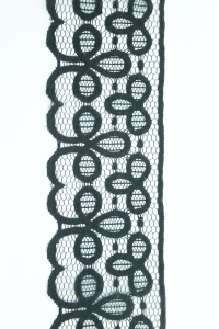 3.75 Inch Flat Lace, Black (25 yards) MADE IN USA